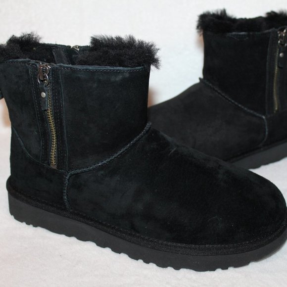 UGG BLACK WATER‎ RESISTANT DOUBLE ZIP MINI BOOTS - Picture 7 of 9